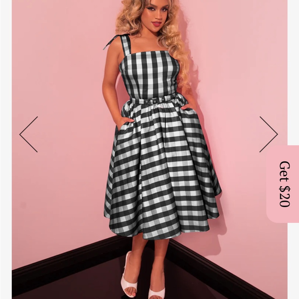 ISO Vixen by Micheline Pitt Black and White Gingham Dress